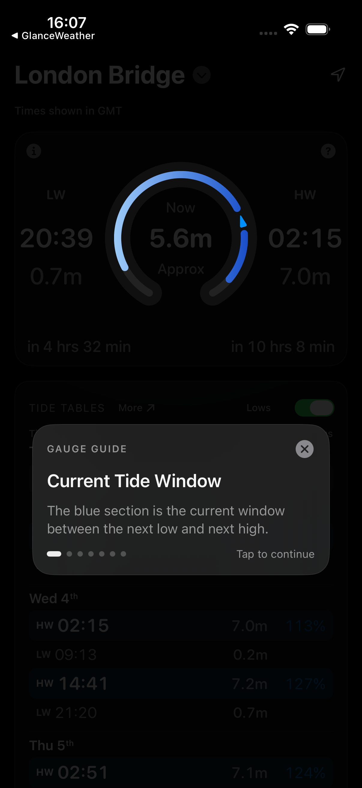 TideWatch app on iPhone